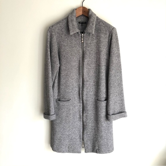 Vintage Long Oversized Sweater Jacket Wool Blend Gray - Picture 4 of 14